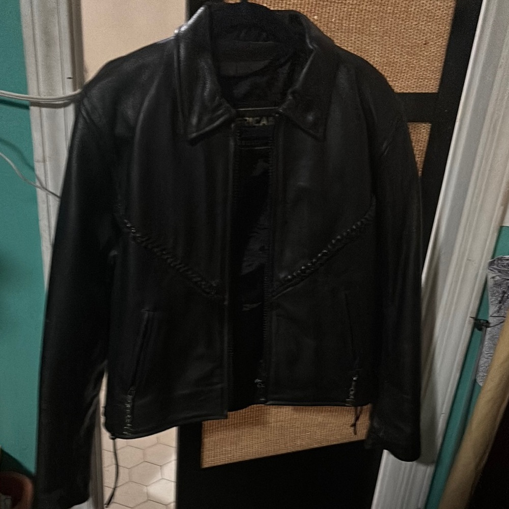 Classic Black Leather Jacket and chaps genuine leather